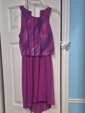 Girls' Sparkle Purple High-Low Formal Dress